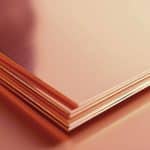 close up stack of copper sheets for roofing